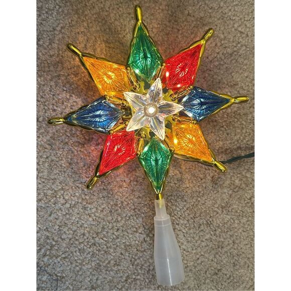 Christmas Tree Topper Star Plastic Jewel Joy Brite Merry Bright - Picture 2 of 7